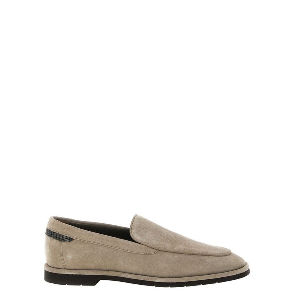 Brunello Cucinelli Beige Calfskin Slip-On Women's Loafers